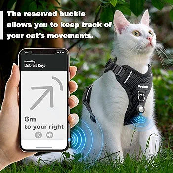 Cat Harness and Leash for Walking, Adjusted in Four Directions and Breathable Cat Harness for Anti Escape That can be Fitted and Positioned, Reflective Strips Harness, Black